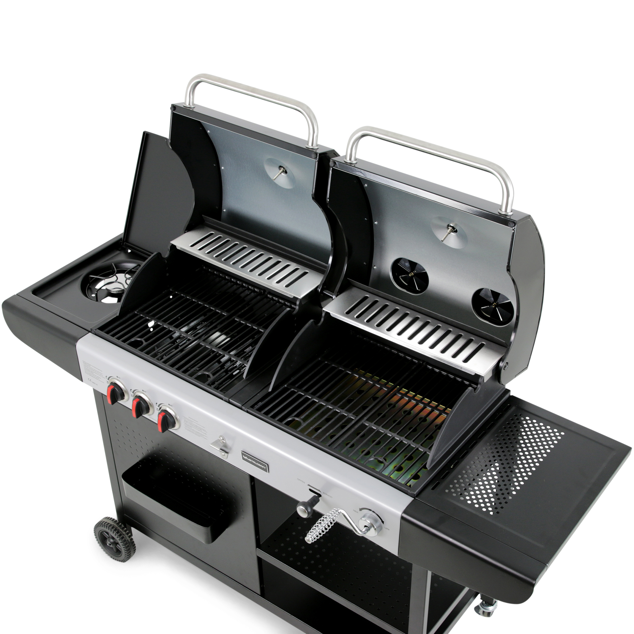 Gasol/Kolgrill Metalcraft Aurora Kombinationsgrill med Sidobrännare & Rostfria Brännare