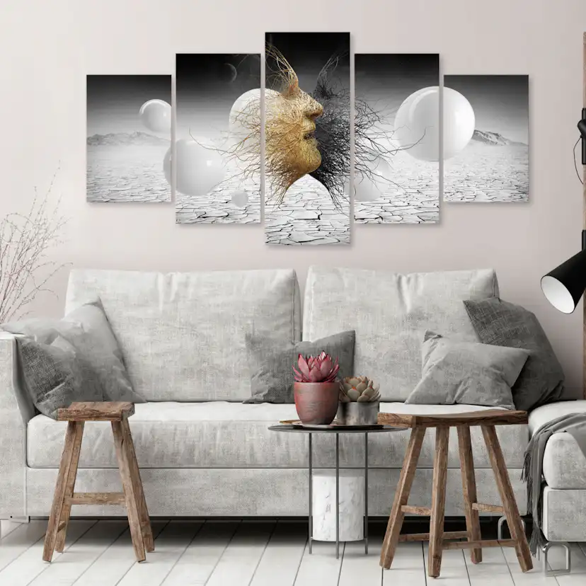 Tavla Arkiio Woven Faces Wide Golden 5 delar