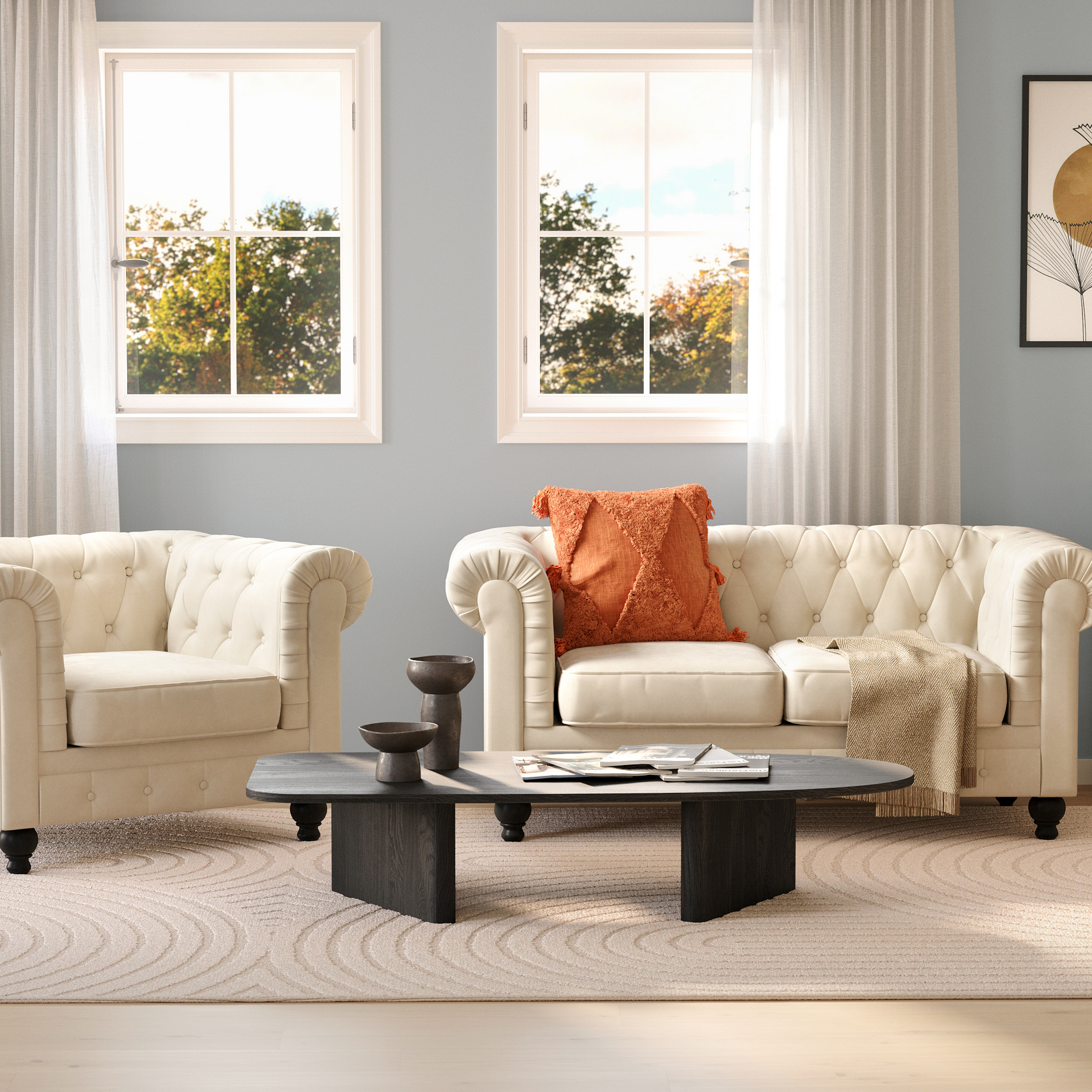 Fåtölj Manor House Chesterfield Lyx Fåtölj i Sammet