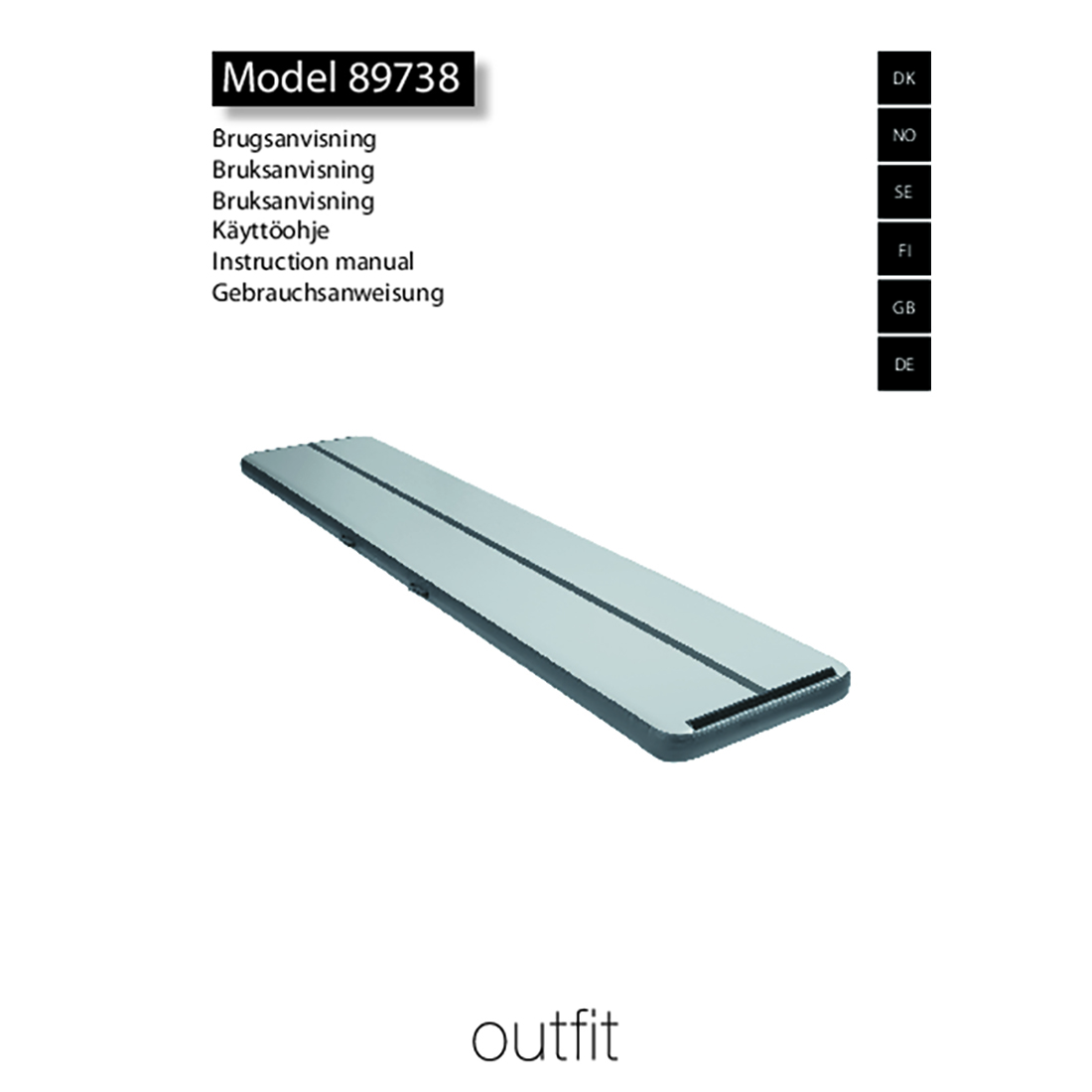 Träningsmatta Outfit AirTrack 400x100x15 cm