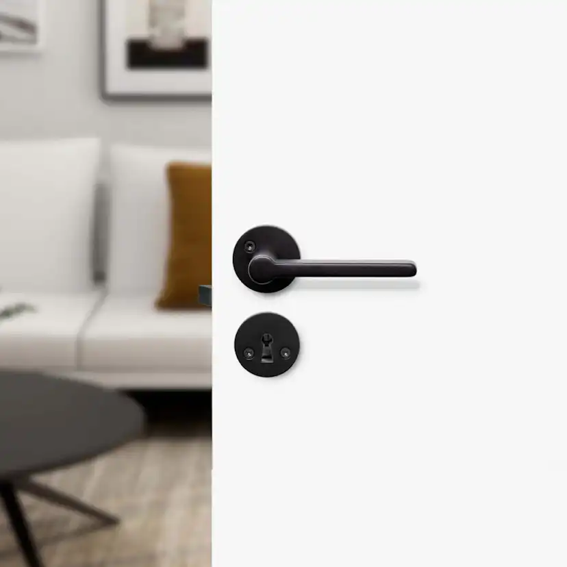 Dörrhandtag Beslag Design Moza Mattsvart med Nyckelskylt