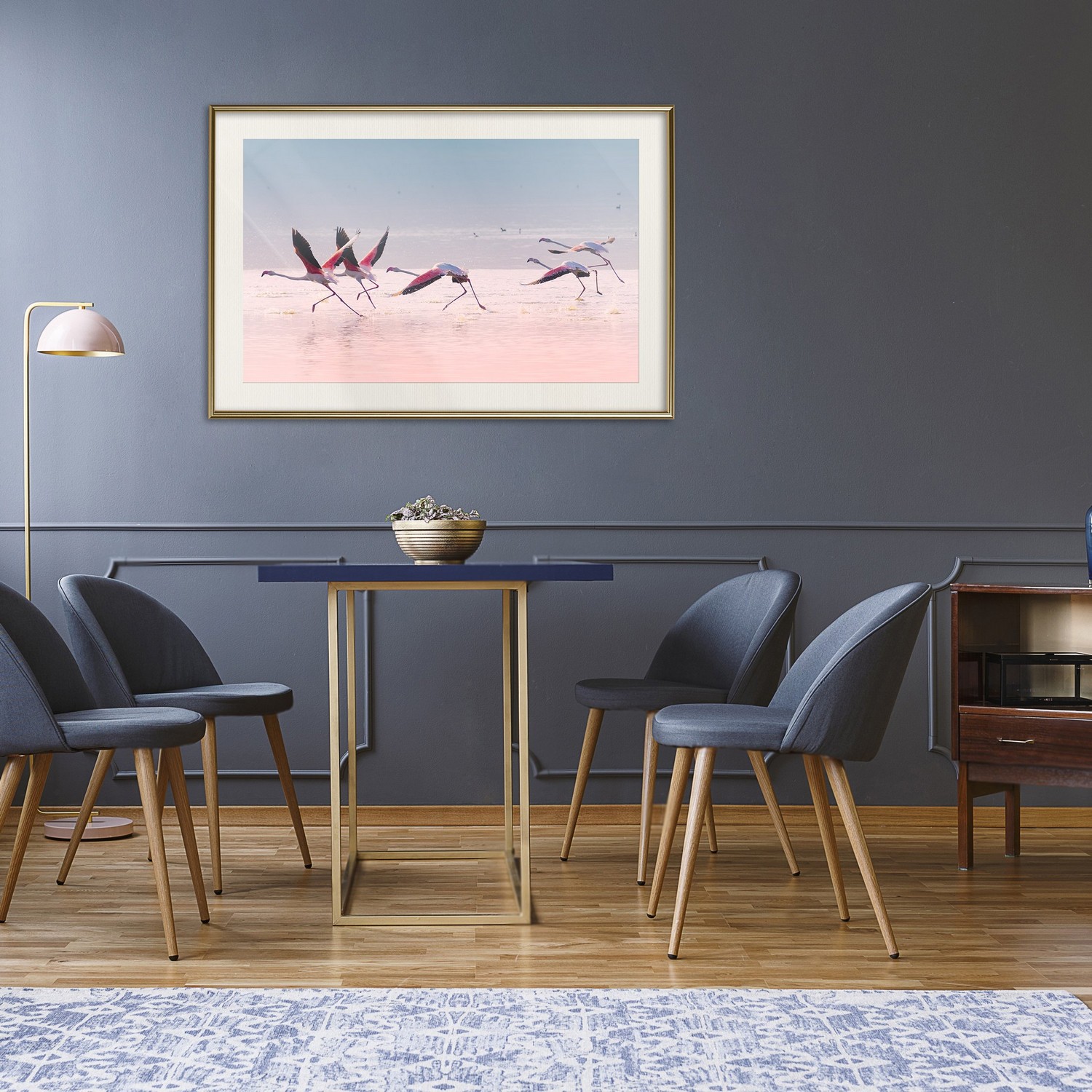 Poster Artgeist Affisch Flamingos Race