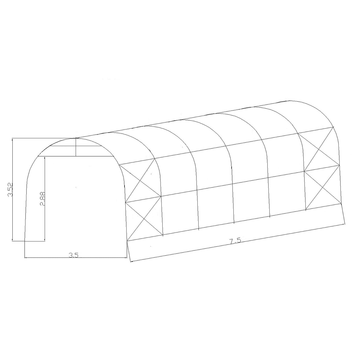 Garagetält Timco G500 3,5 x 7,5 x 3,5 m Grå