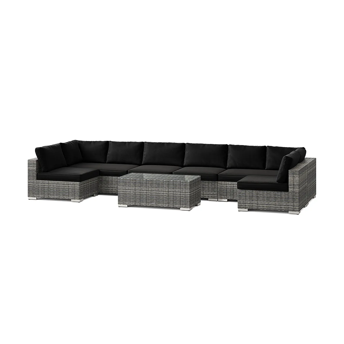 Loungegrupp Comfort Garden Bahamas U-formad utomhus loungegrupp med öppet avslut, 8-sits med bord