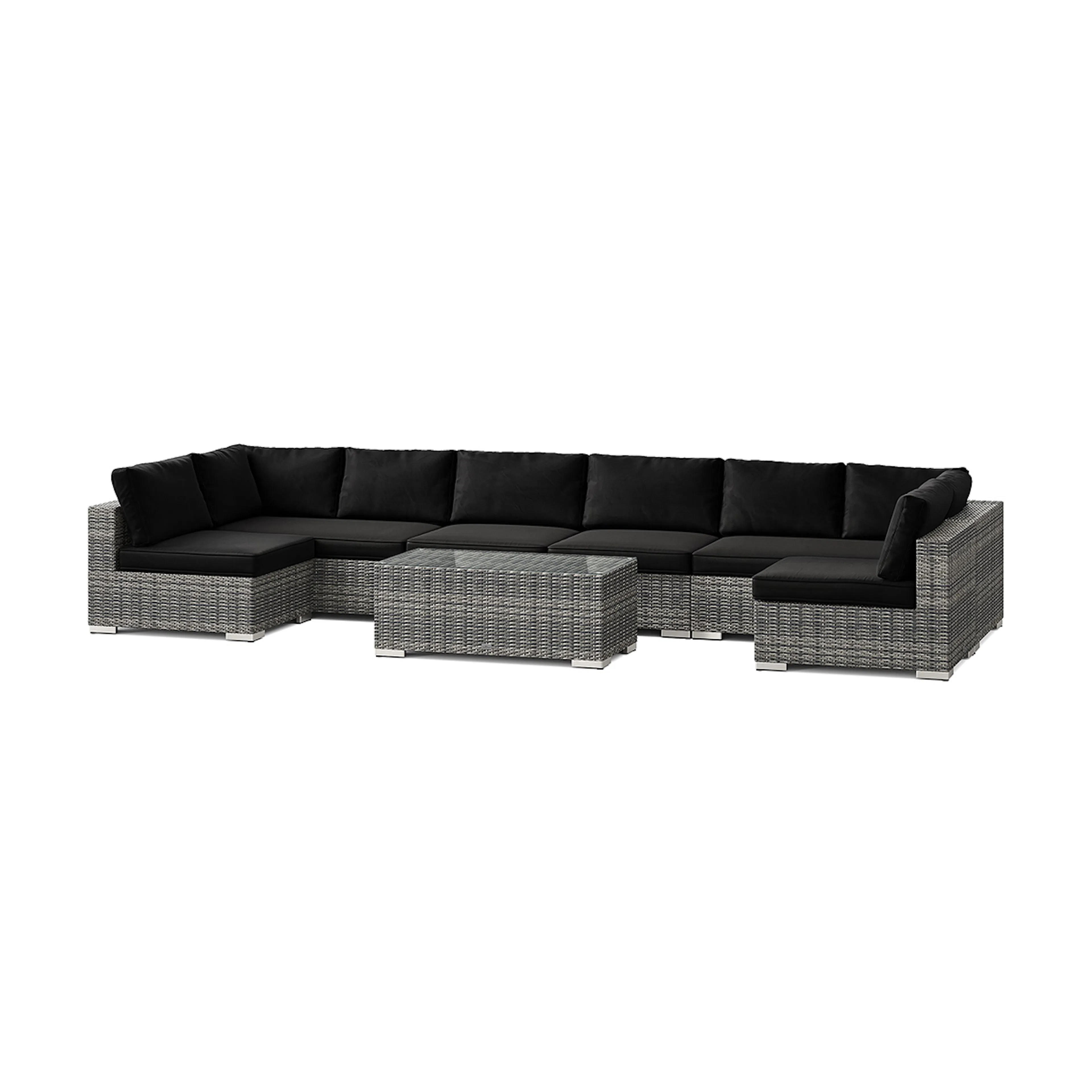 Loungegrupp Comfort Garden Bahamas U-formad utomhus loungegrupp med öppet avslut, 8-sits med bord