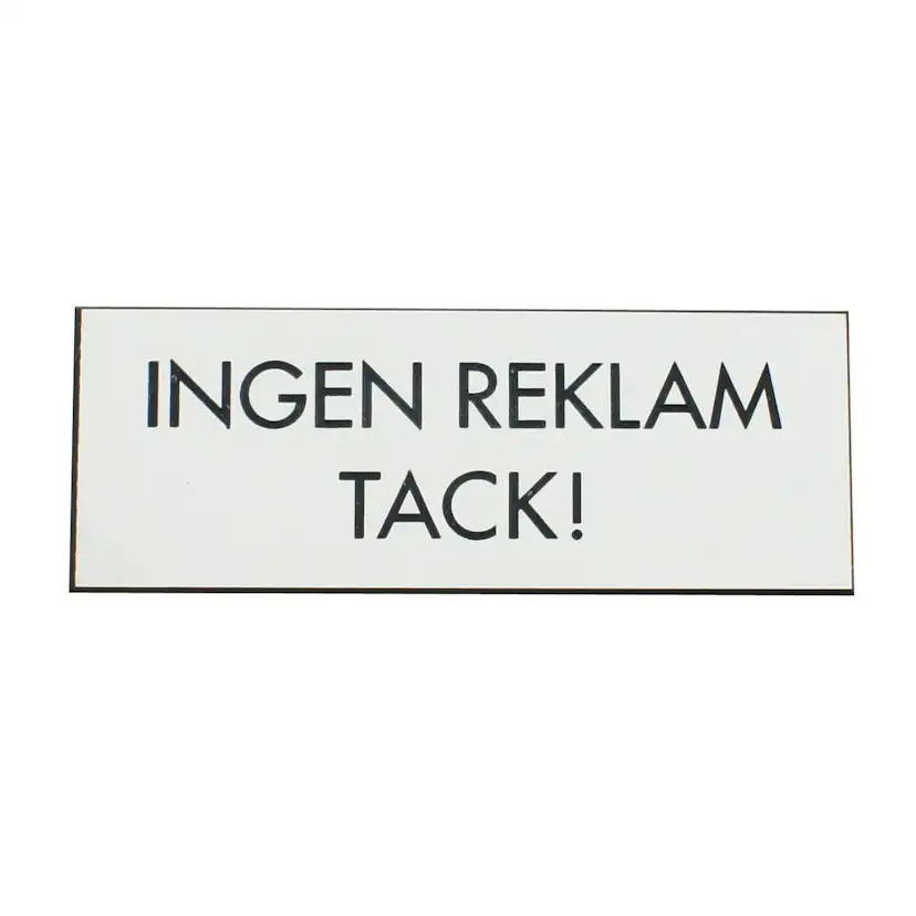 Skylt Millers Ingen Reklam Vit