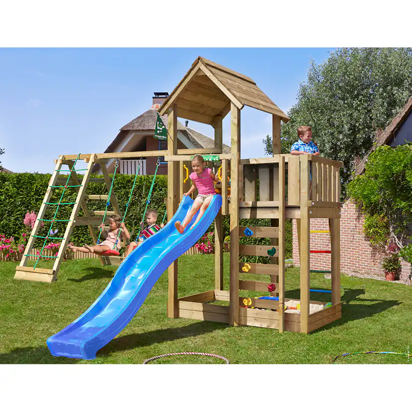 Lektorn Jungle Gym Mansion 2.1 Klättermodul Blå Rutschkana