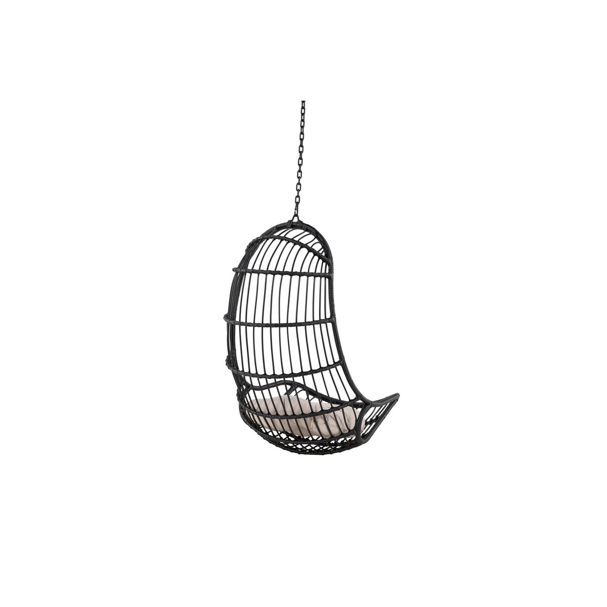 Pulau Hangingchair Rattan Black / Creme Svart