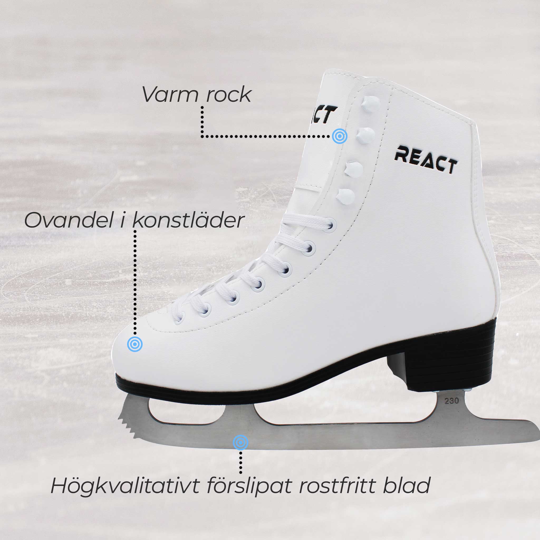 React Konståkningsskridskor 30, Vit Storlek: 30