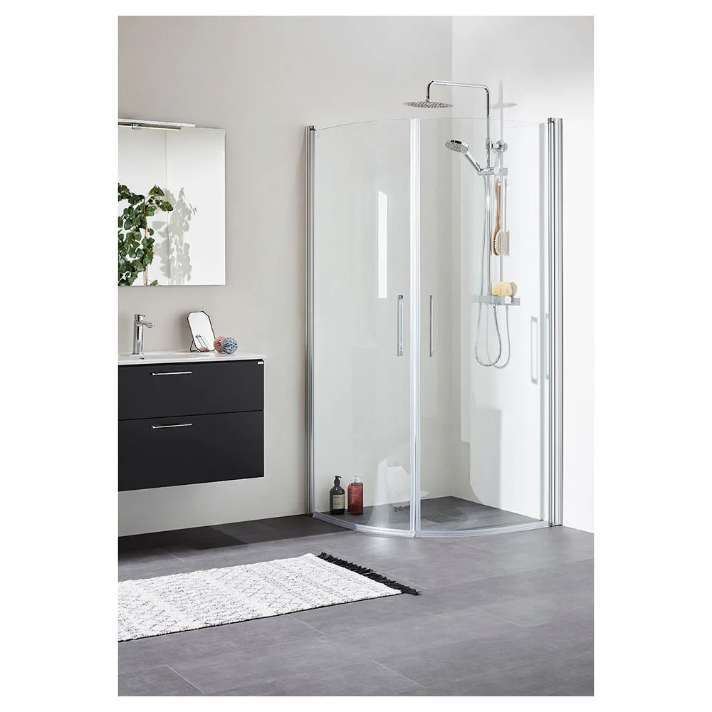 Duschhörna FIX TREND R 99 SILVER MATT KLA 900x900 mm, Klarglas