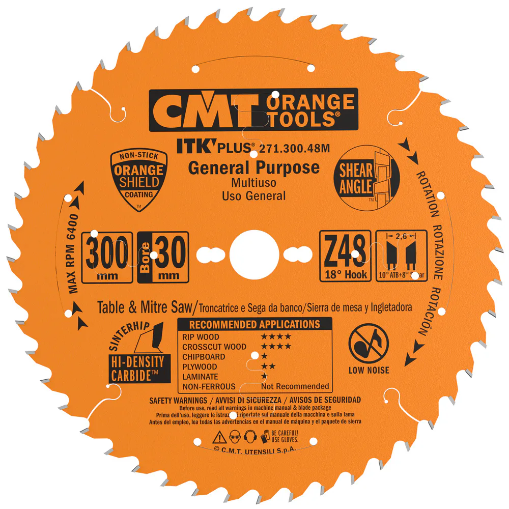 Sågklinga CMT Orange Tools ITK-Plus klyv/kap W Neg