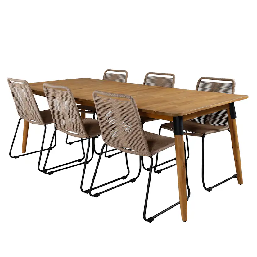 Julian Dining Table - Acasia - 210*100cm+Lindos Stacking Cha Latte