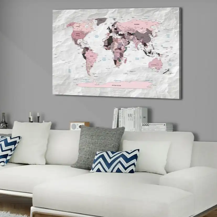 Tavla Arkiio World Map Pink Continents