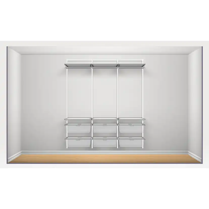 Garderobslösning Elfa Classic Klädförvaring 3 Sektioner B: 1855 mm H:2140 mm med Täcklist