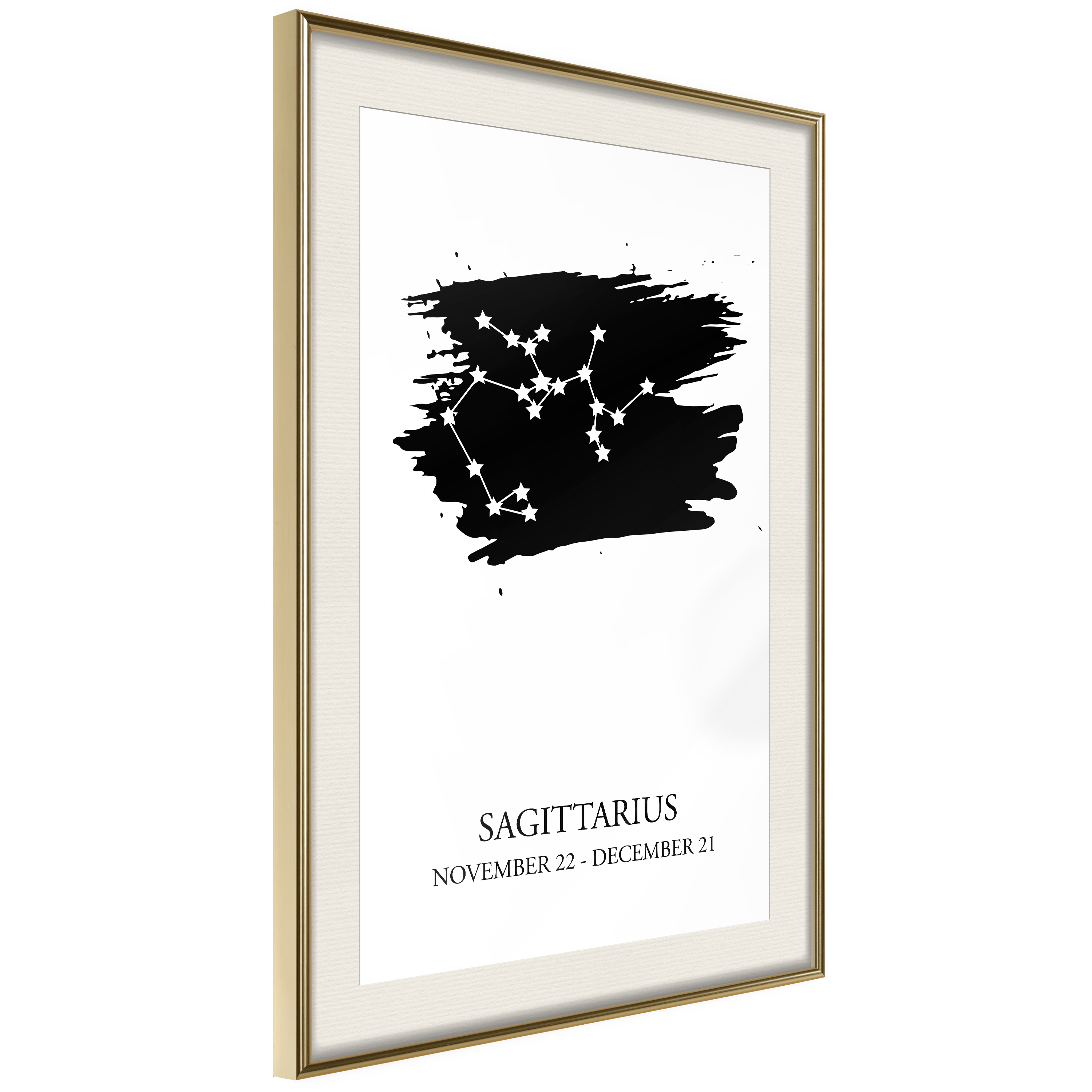 Affisch - Zodiac Signs: Sagittarius [Poster] 40x60 Guld ram med passepartout, 40x60 cm