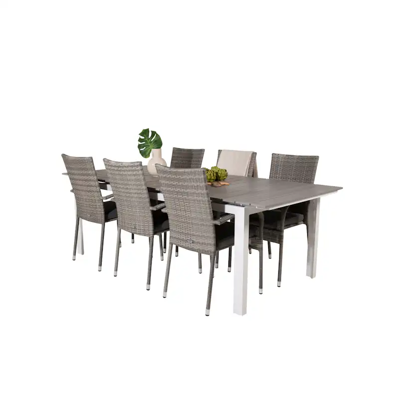 Levels Dining Table 224/324*100 - White Alu / Grey Aintwood Vit/Grå