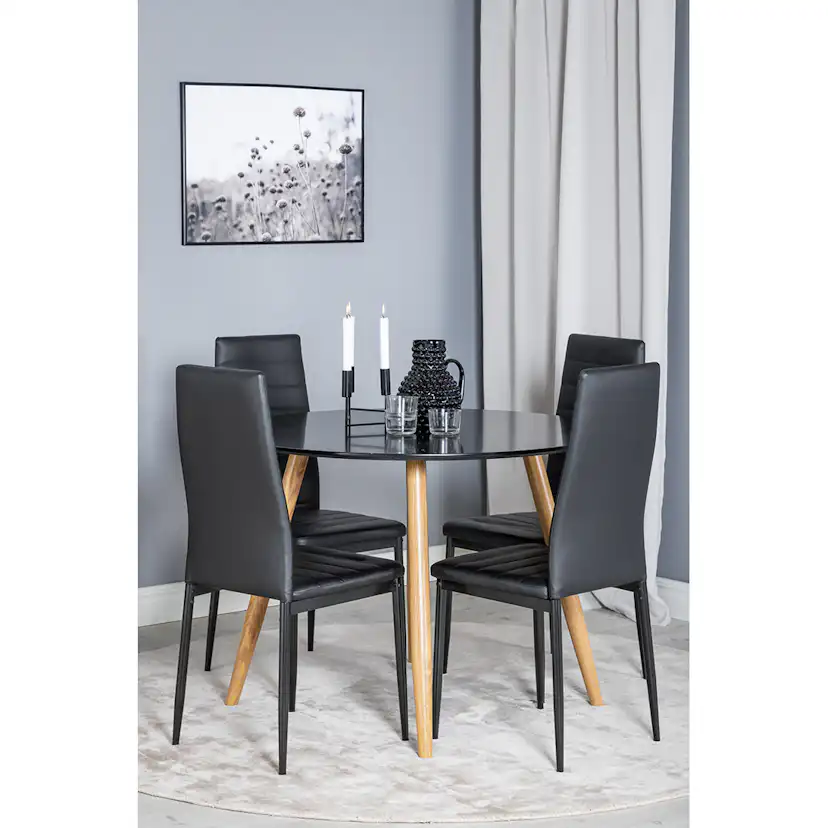 Matgrupp Venture Home Plaza Ø100 cm med 4st Slim Matstolar