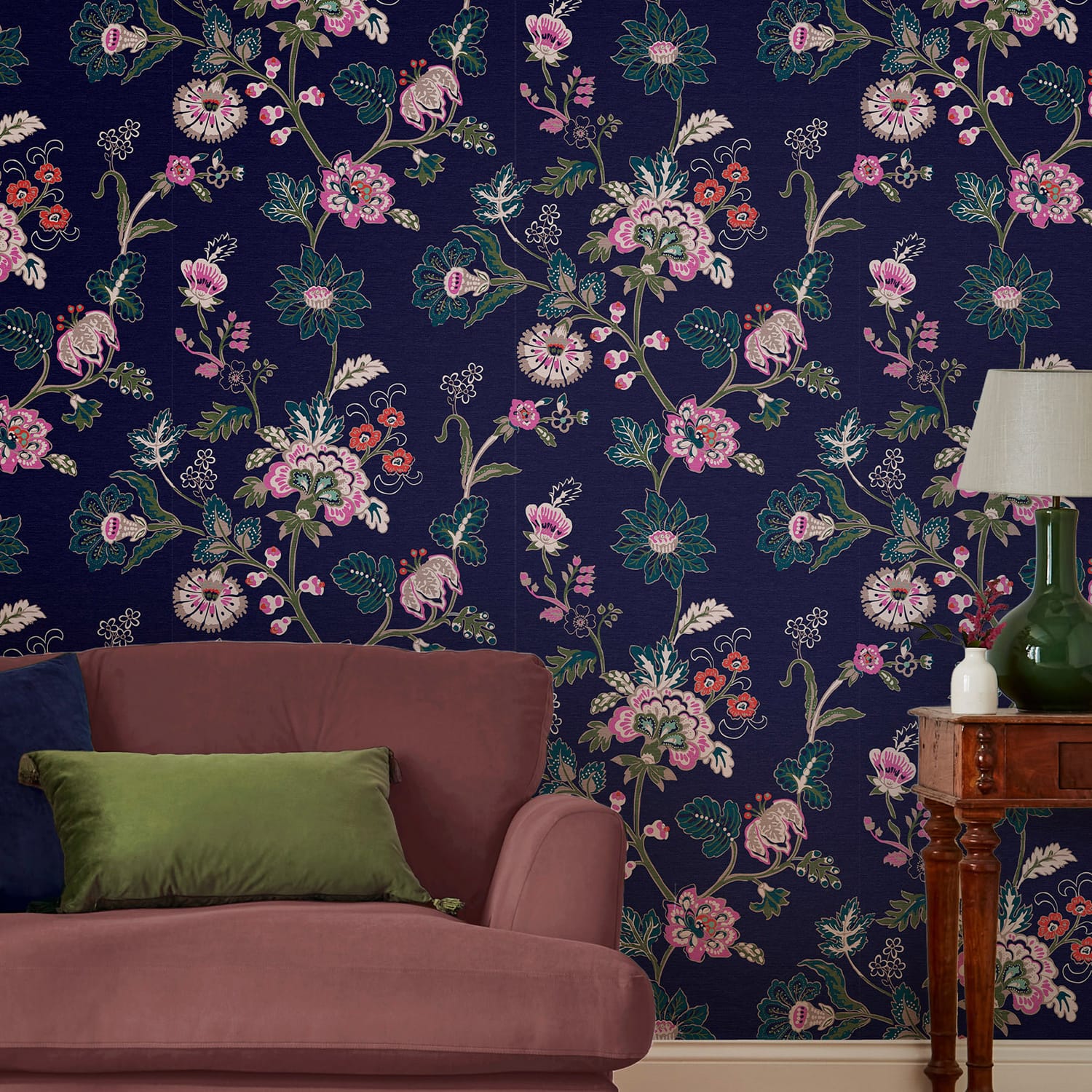 Tapet Joules Vine Cottage Floral Royal Navy