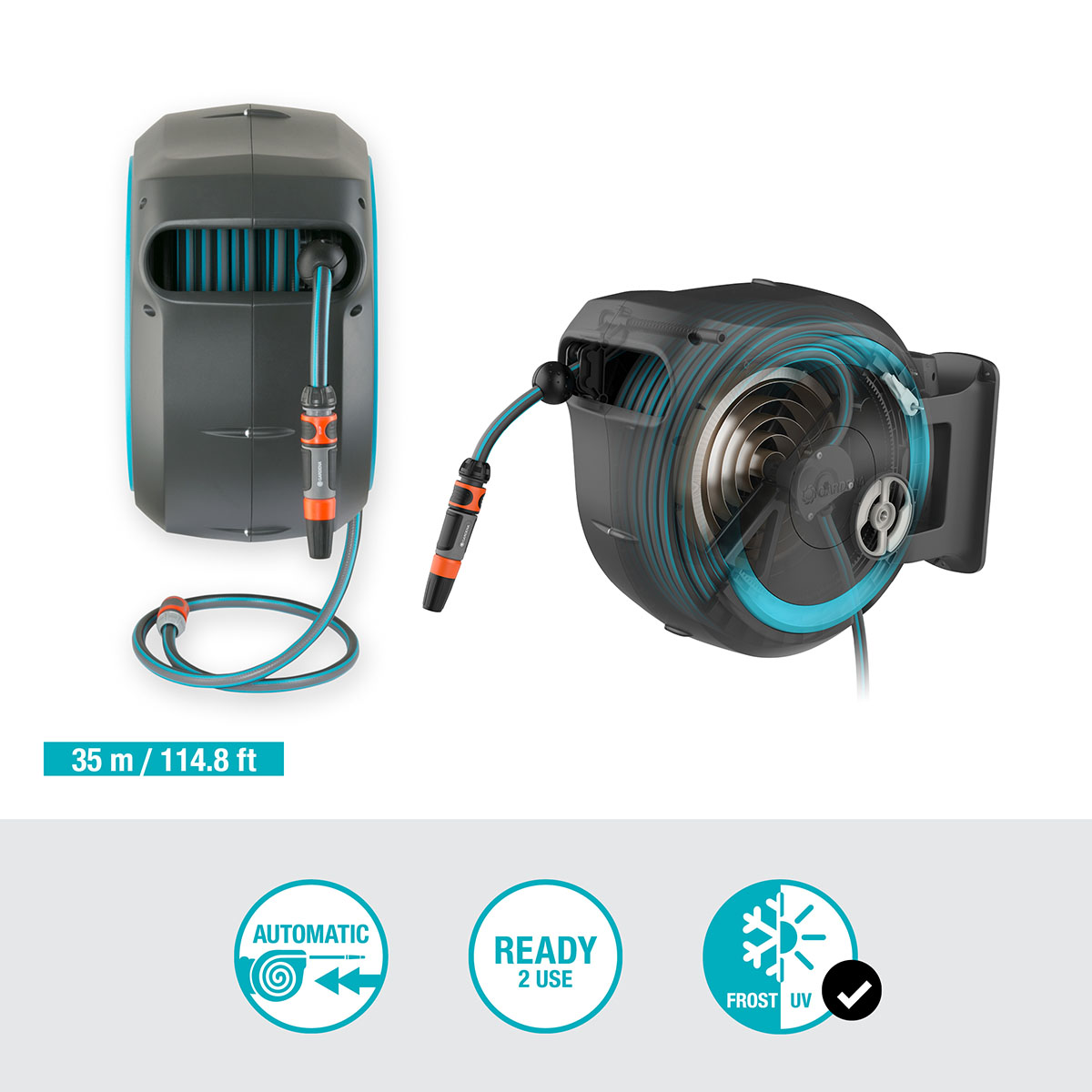 Slangbox Gardena RollUp XL 35 m Turkos