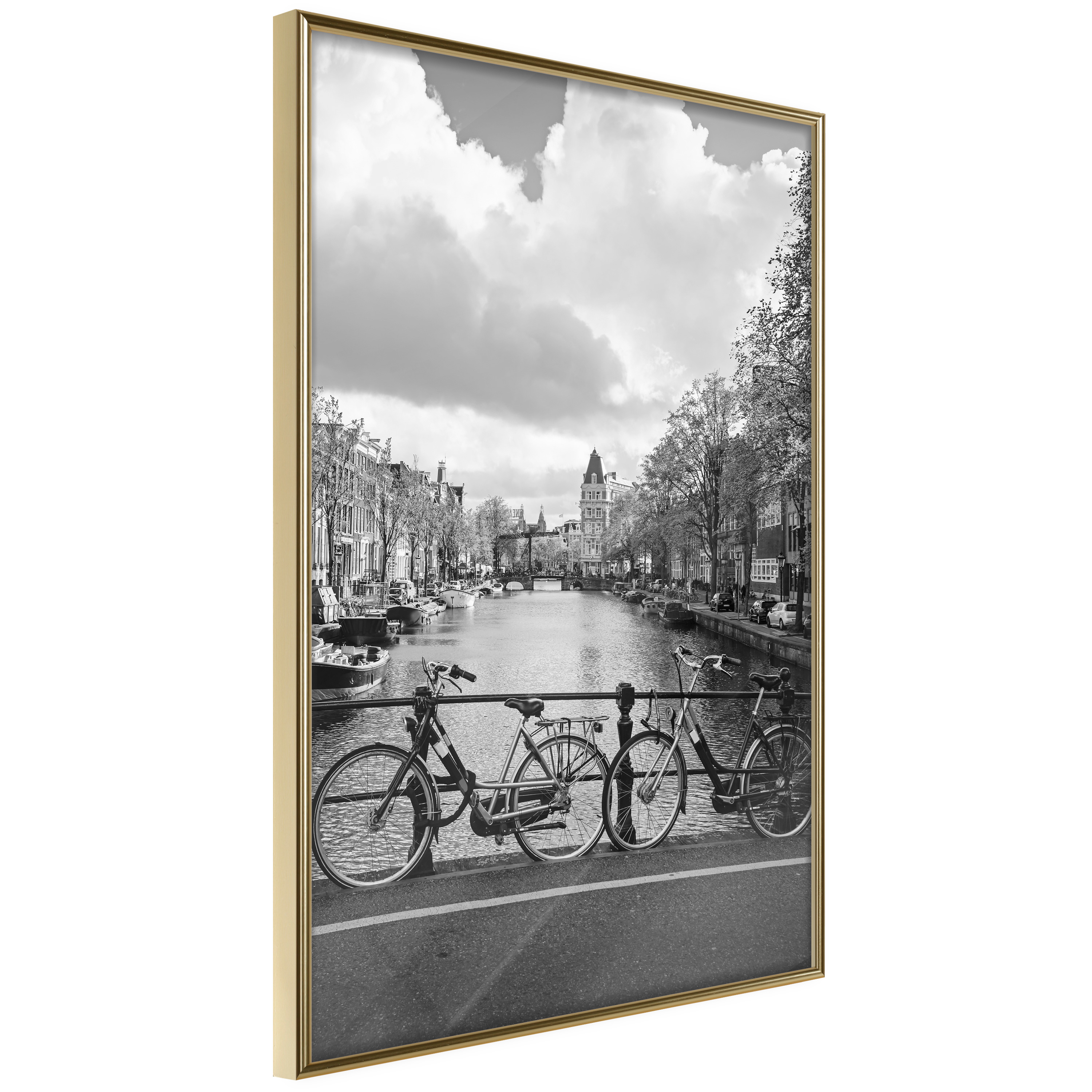 Affisch - Bikes On Bridge [Poster] 20x30 Guld ram, 20x30 cm