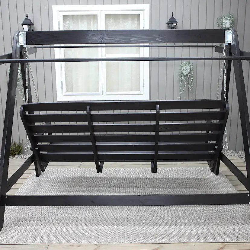 PELLE garden swing without roof, Svarte frame Grå
