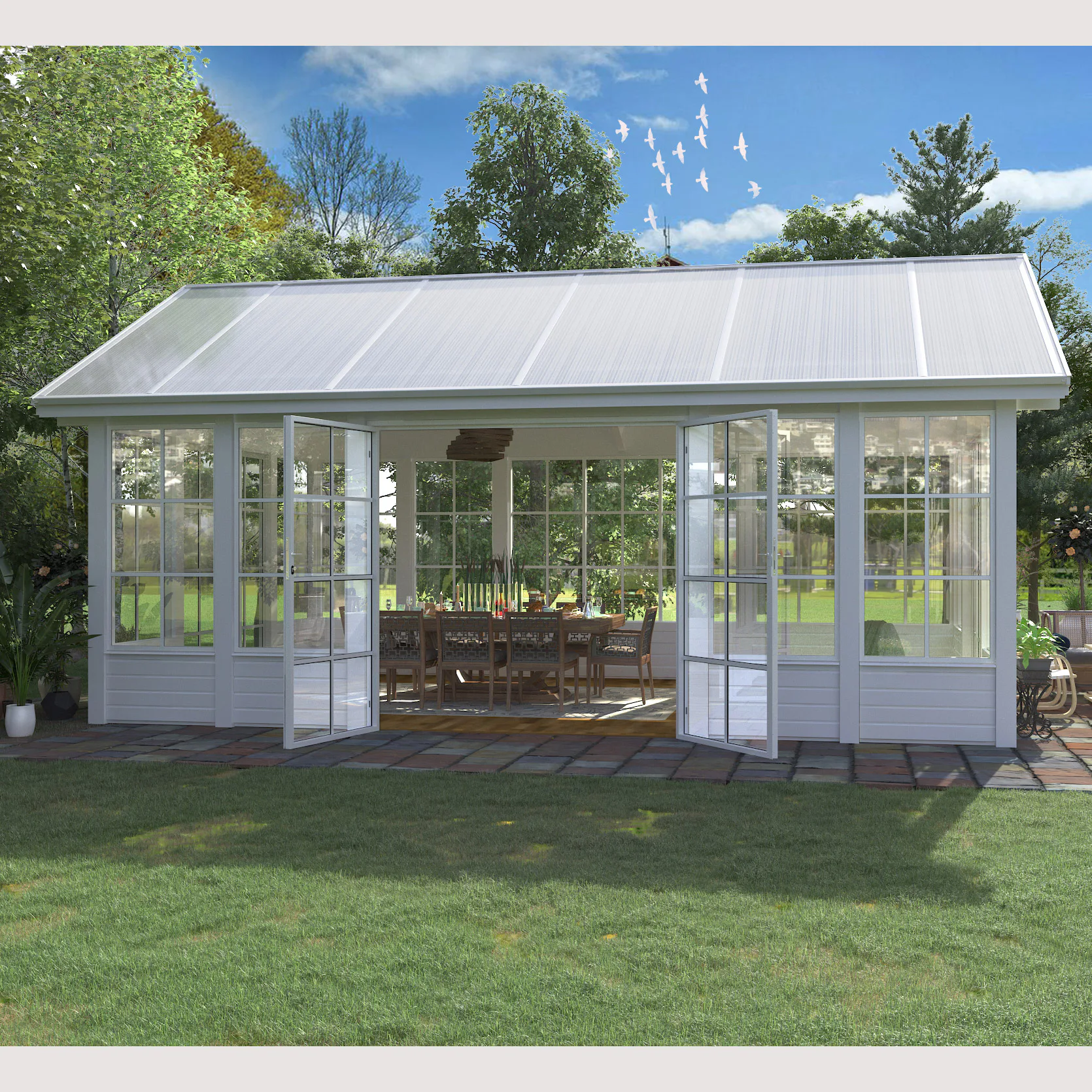 Komplett Orangeri Landskap Grönska Förlängd Sommar 21 kvm