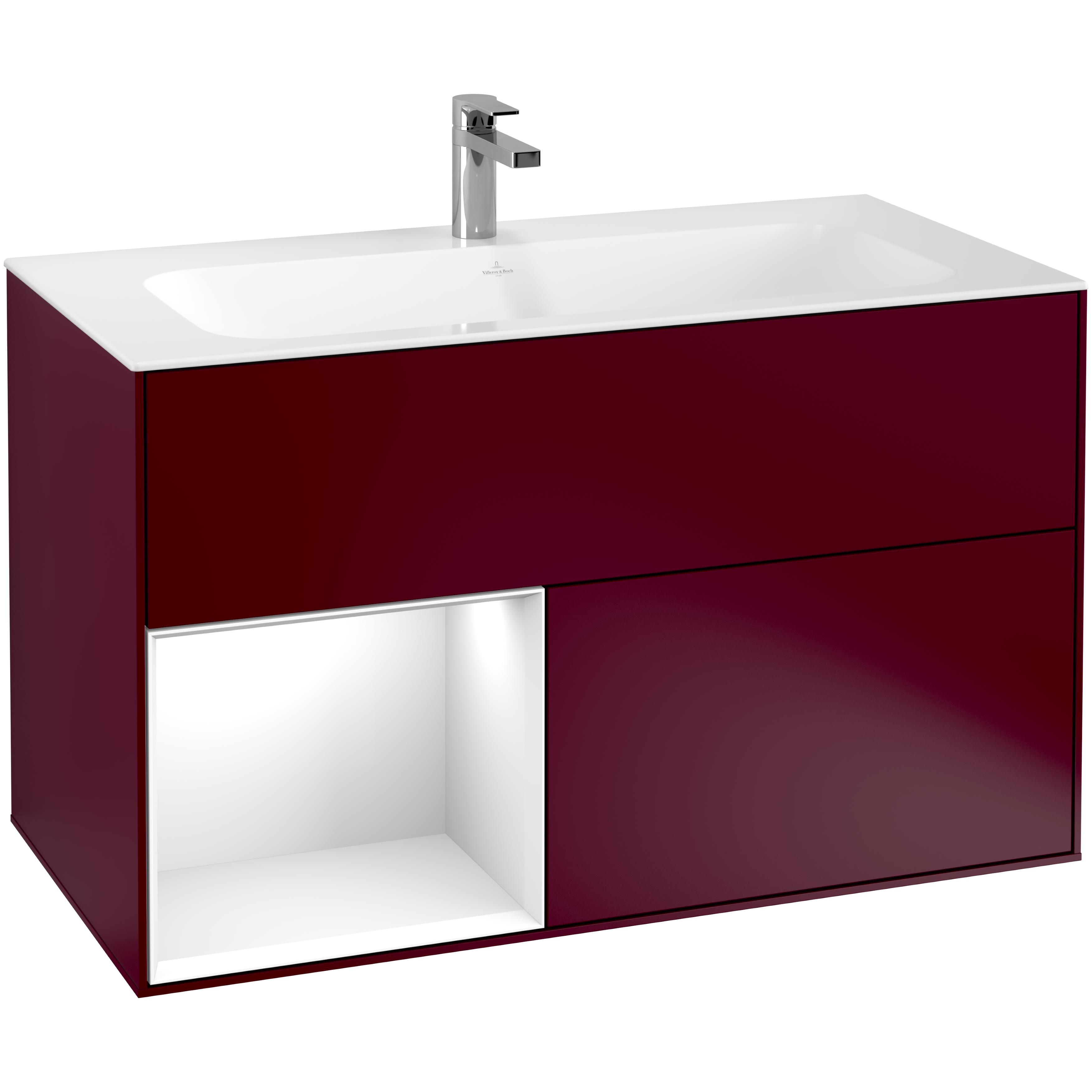 Tvättställsskåp Villeroy & Boch Finion F030GFHB Pion Mattlack/Vit Högblank, Lucka Vänster