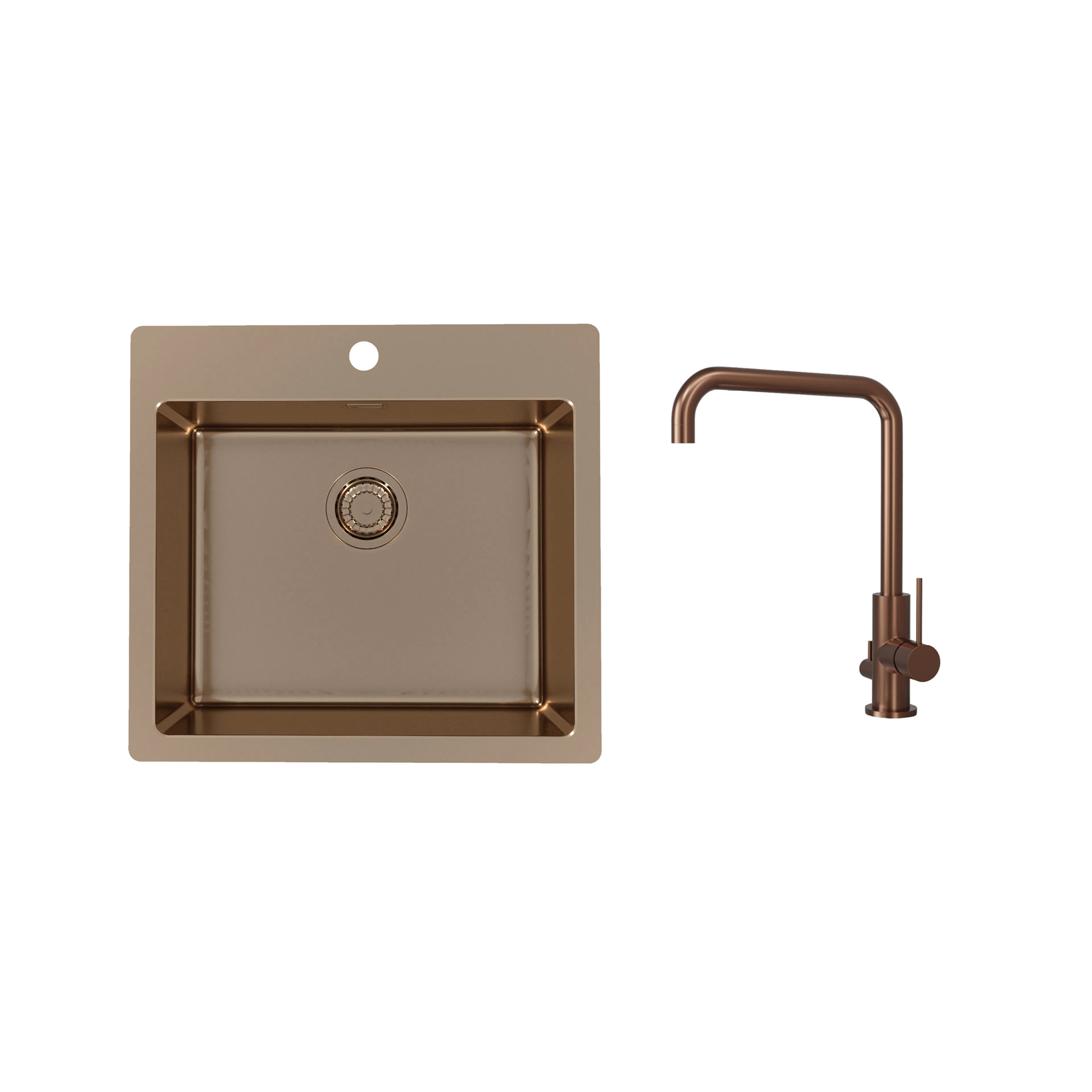 Diskho Stala Monarch-T50 med Köksblandare Scandtap Steel Mood DxKoppar/Amber