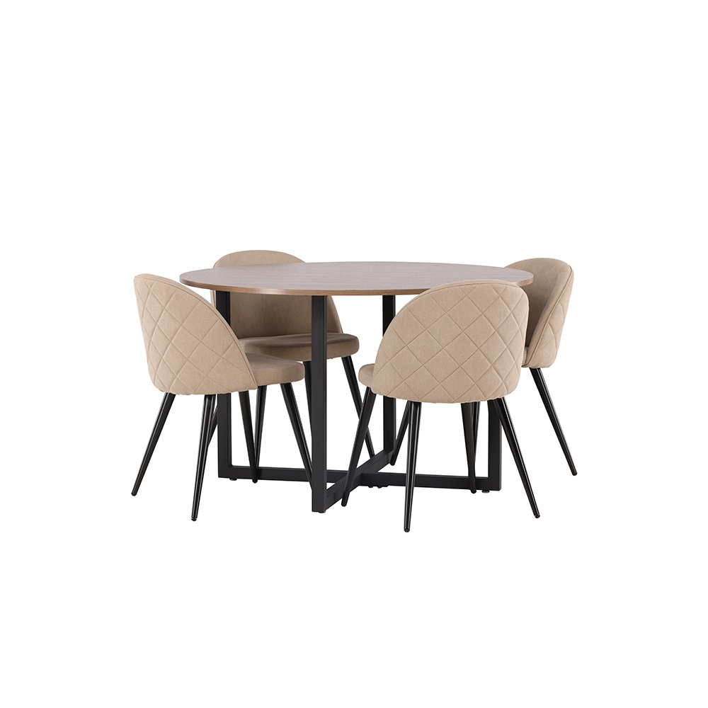 Matgrupp Venture Home Durango Ø 120 cm med 4 Velvet Stolar