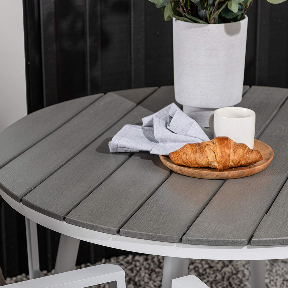Break - Dining Table Round- White / Grey - Alu / Aintwood - Grå/Vit