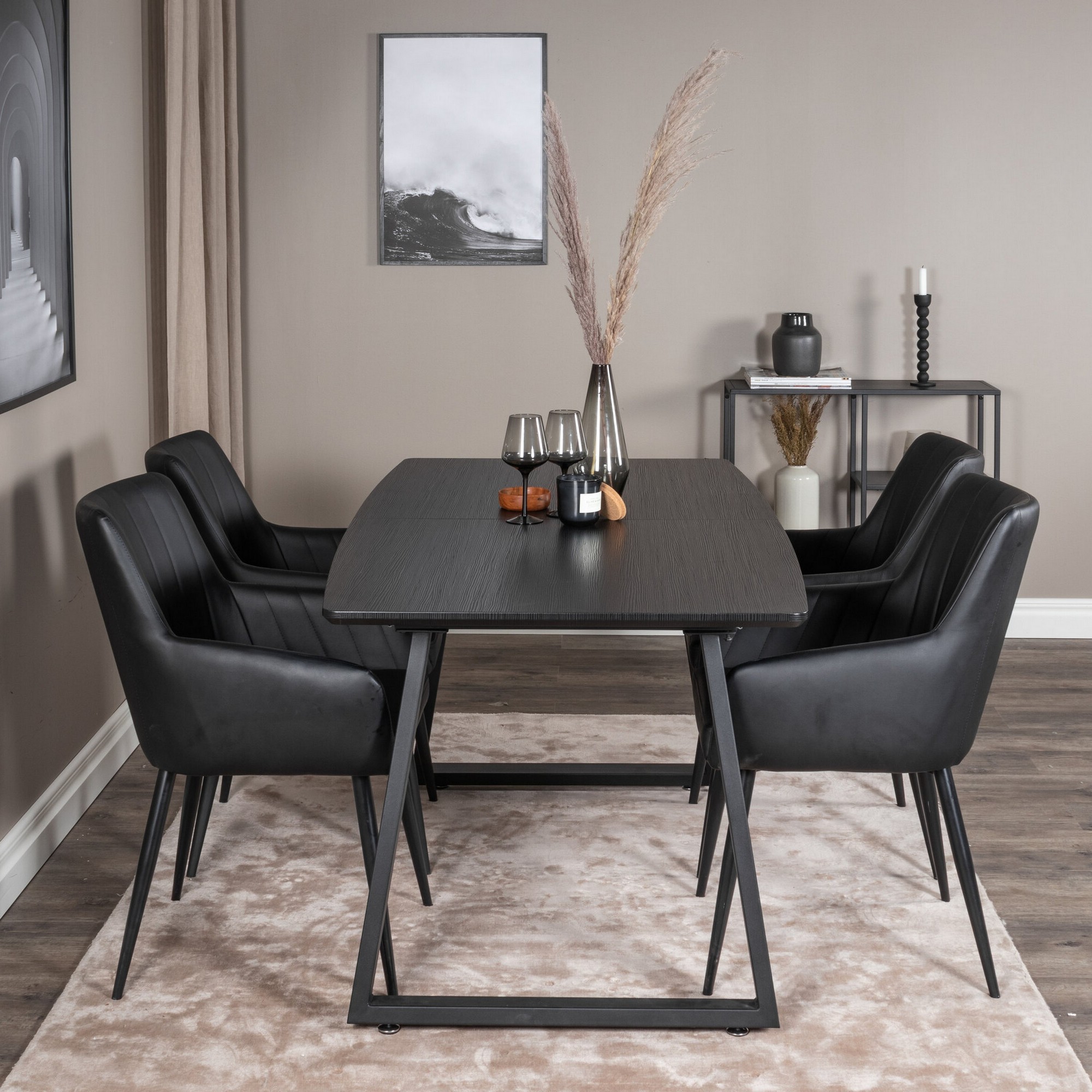 Inca Extentiontable - Black top / black Legs +Comfort - Dini Svart/Svart