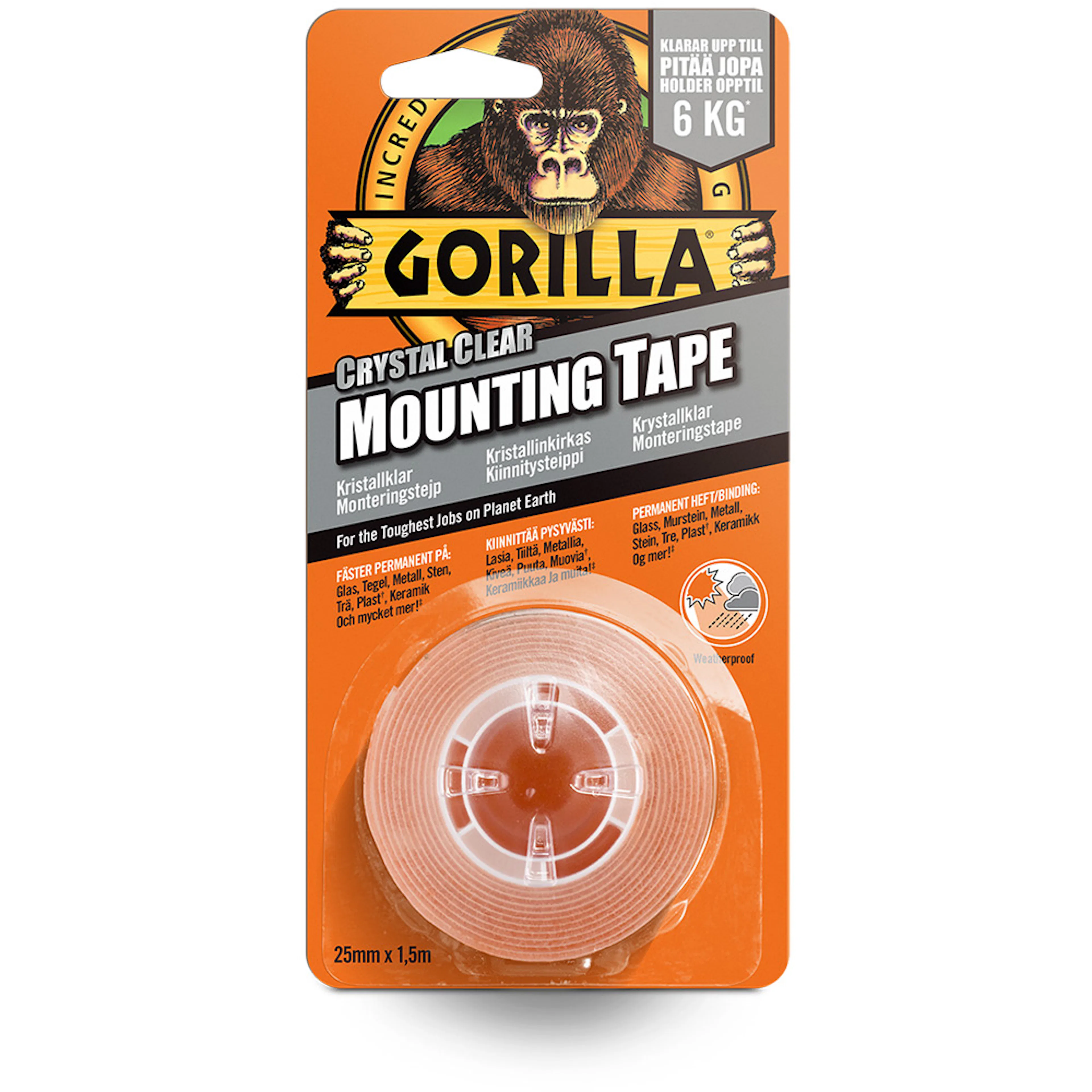 Tejp Gorilla Monteringstejp 1,52mx25,4mm