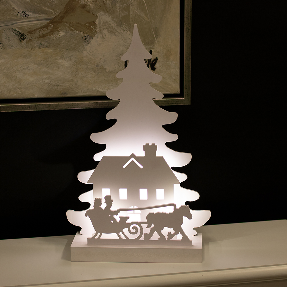 Juldekoration Nordic Winter 3D LED med Slädmotiv