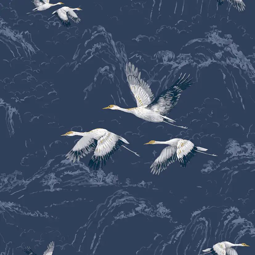 Tapet Laura Ashley Djuria Midnight 114894 EasyUp, Mönstrad Blå