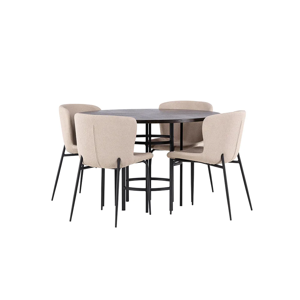 Matgrupp Venture Home Copenhagen Ø 115 cm med 4 Modesto Stolar