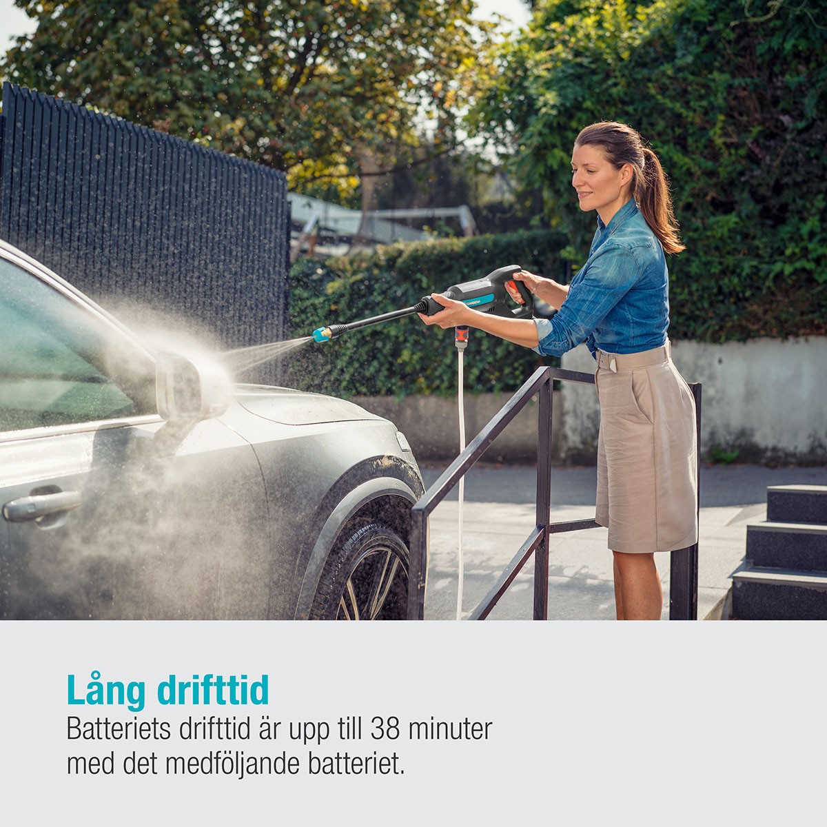 Mellantryckstvätt Garden AquaClean 24/18V RtU set (2,5Ah batteri + standardladdare)