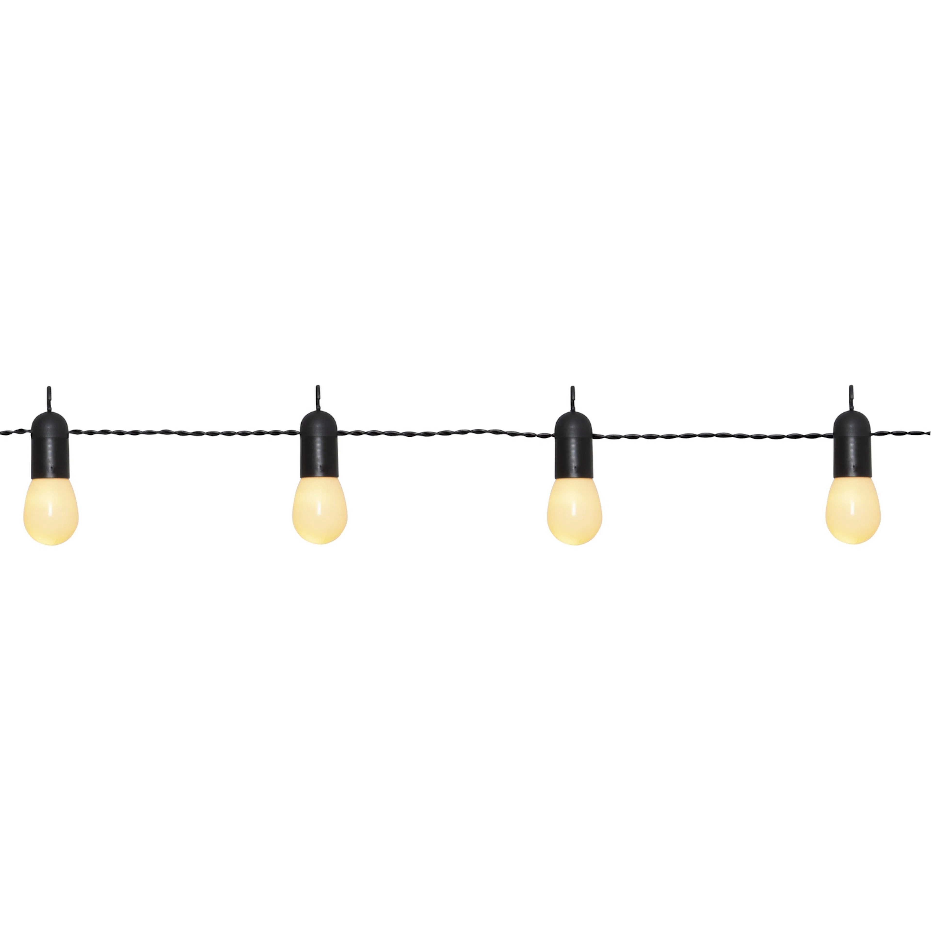 Partylight with T26 bulb, opal cover, black cable, LV Opal