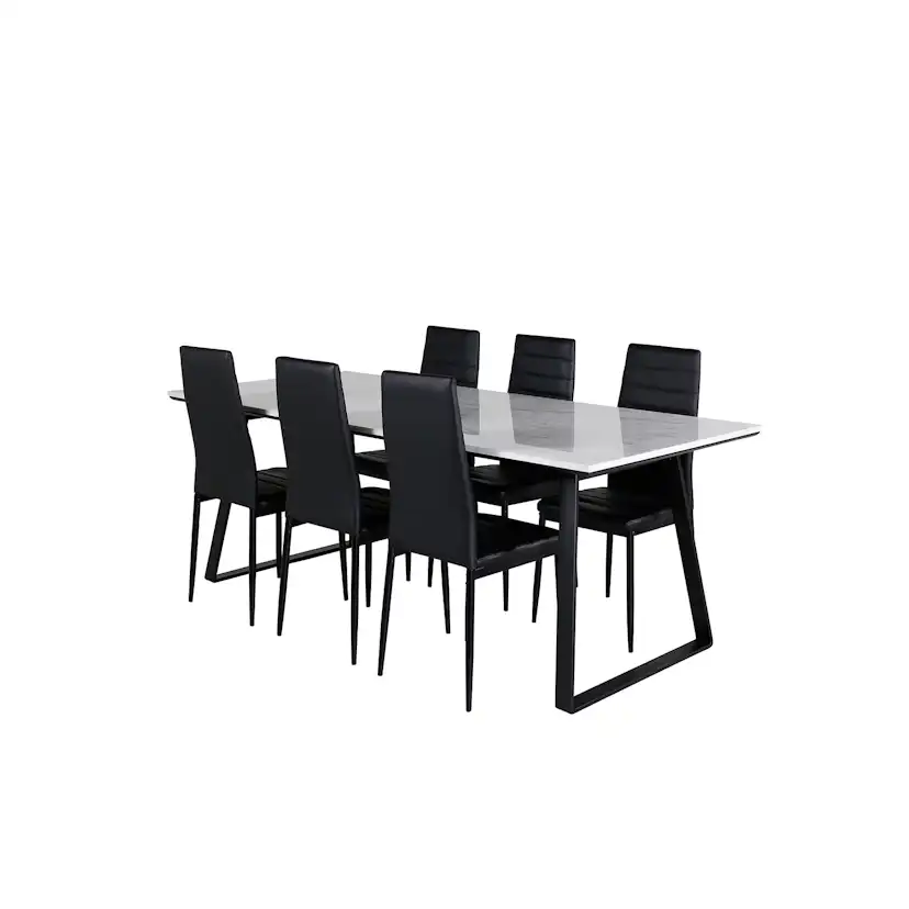 Matgrupp Venture Home Estelle med 6 Sly Stolar Konstläder
