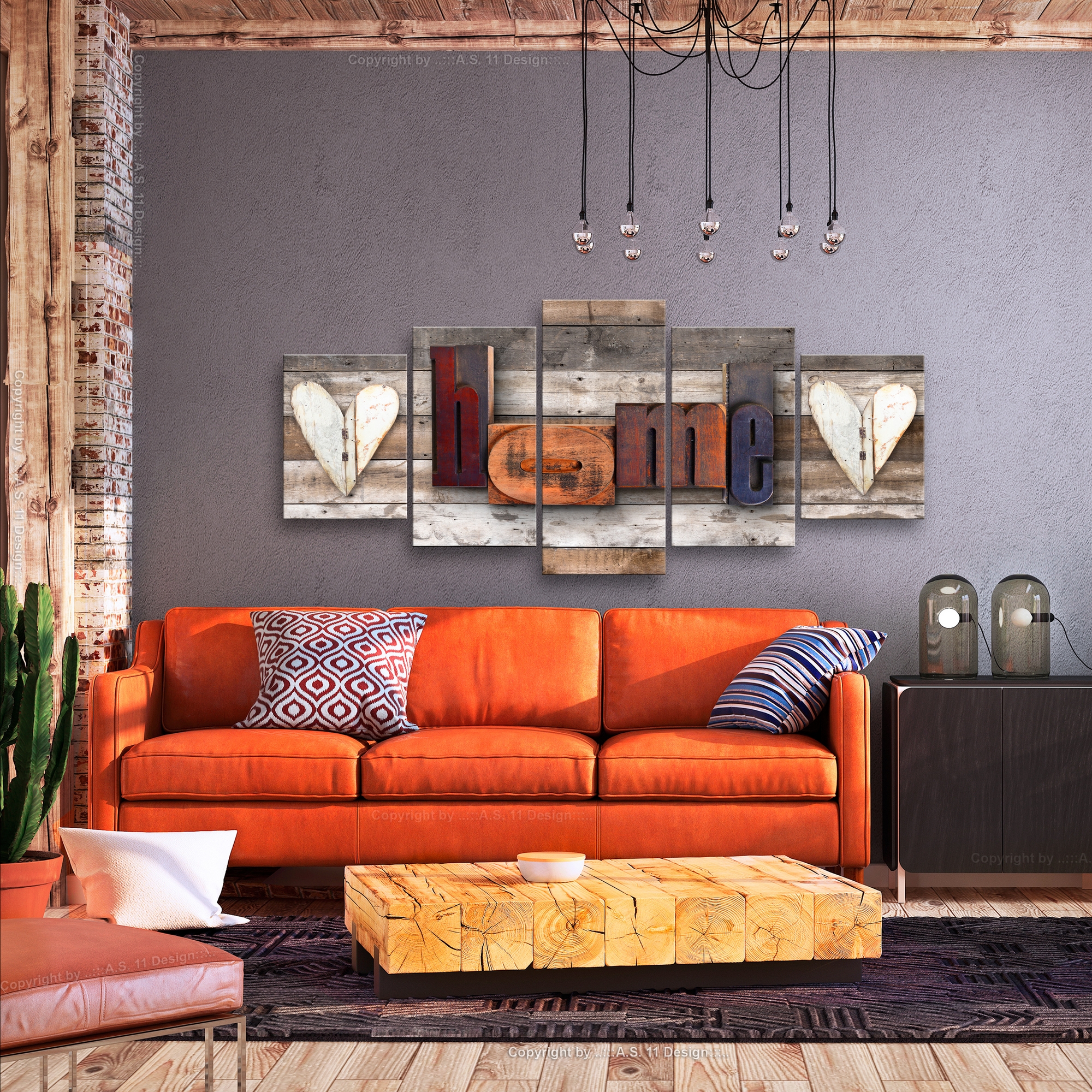 Tavla Arkiio Enchanted Cottage 5 delar 225x100