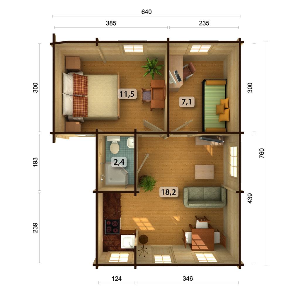 Stuga Palmako Emily 42 m2