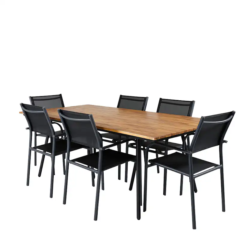 Matgrupp Venture Home Chane med 6 Samba Stapelbara Matstolar