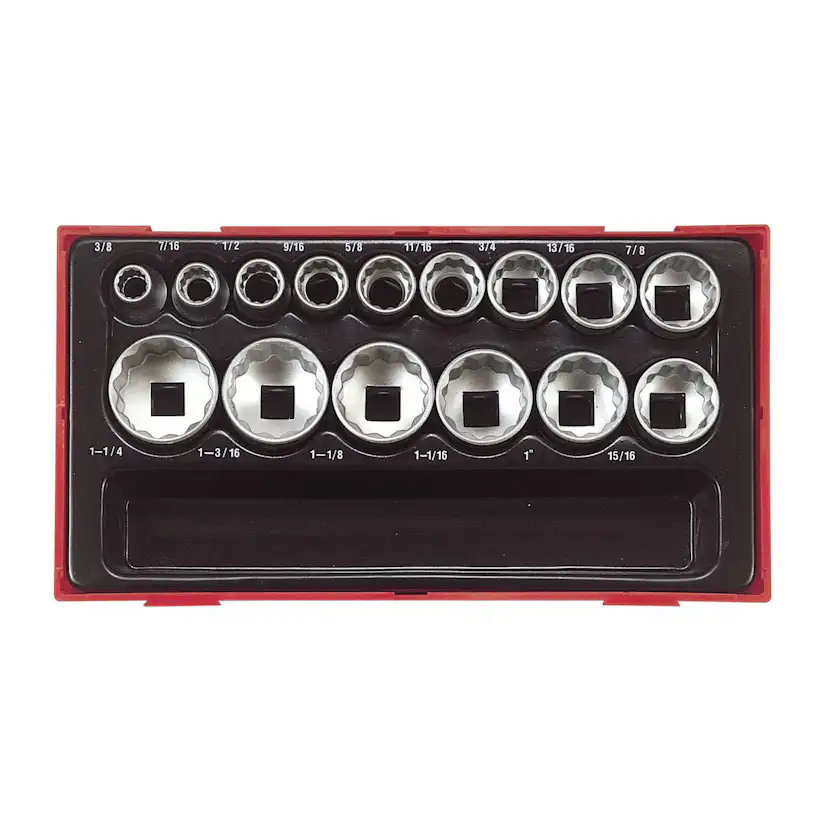 Hylssats 15 delar med 1/2 tum fyrkantsfäste Teng Tools TT1215AF