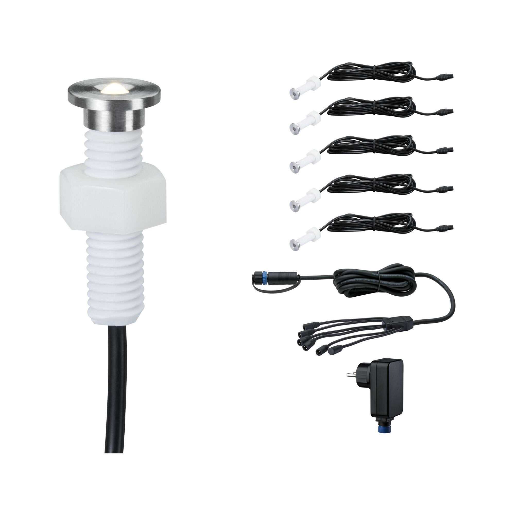 LED Infälld Markbelysning Paulmann Plug & Shine MicroPenII IP67 24V 5-pack med Kabel & Transformator