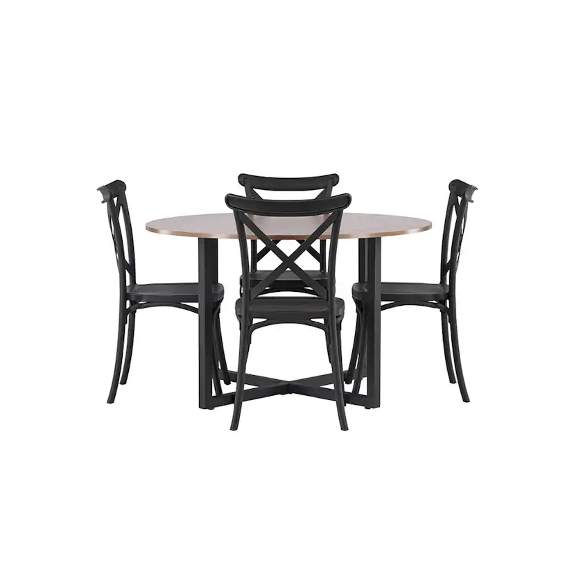 Matgrupp Venture Home Durango Ø 120 cm med 4 Crosett Stolar