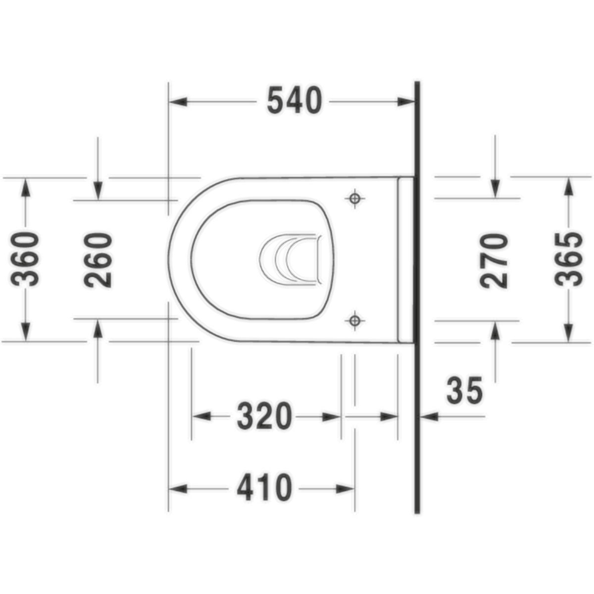Vägghängd Toalettstol Duravit Starck 3 252709 Rimless utan Toalettsits