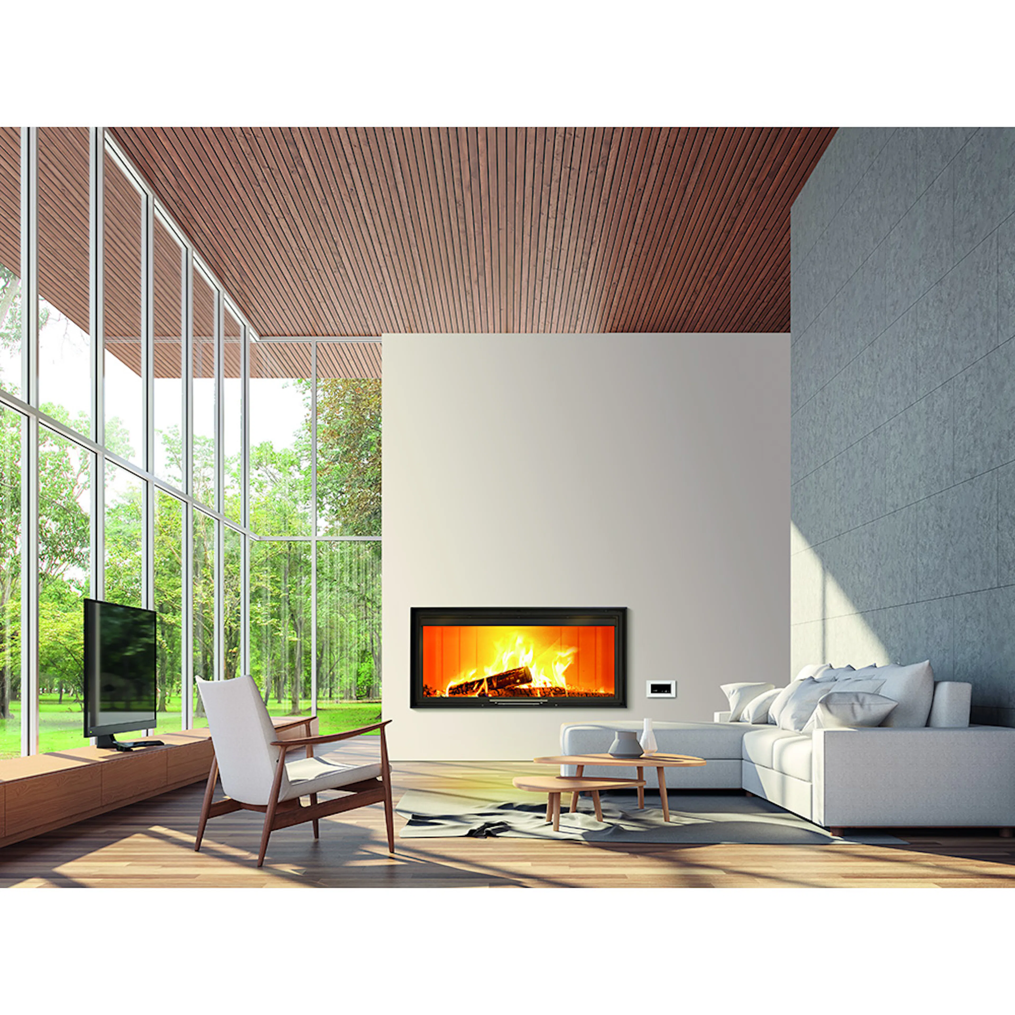 Öppen spis och kamin Lacunza Itaca 100 ECO Utan turbinfläkt, Material: Thermotte