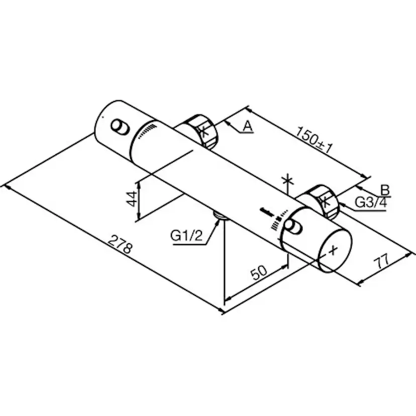 Duschblandare Damixa Thermixa 100 Termostat 150 mm cc