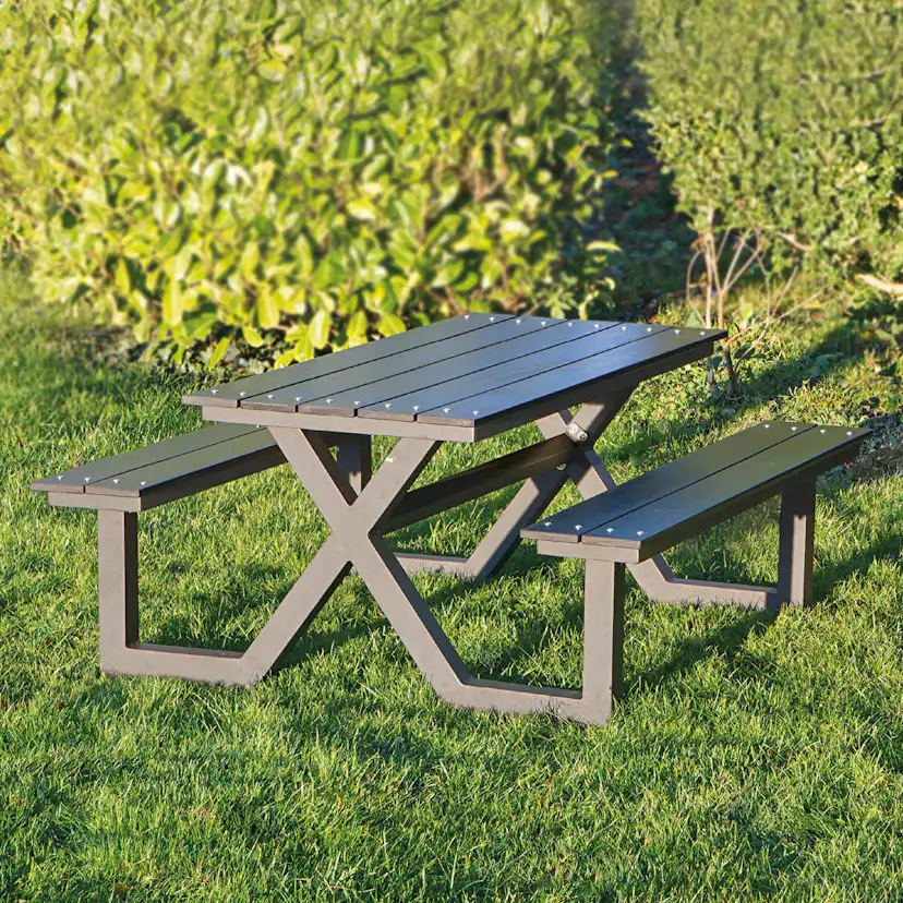 Picknickbord Barn Hortus X-Modell Svart Antracit Plywood Barnbord Ute
