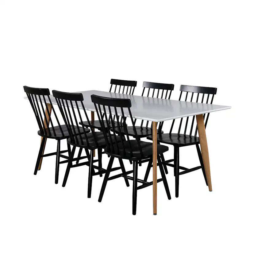 Matgrupp Venture Home Polar med 6 Lönneberga stolar