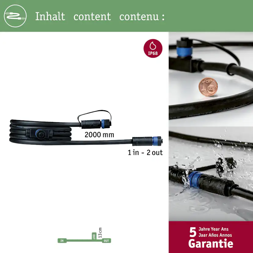 Anslutningskabel Paulmann Plug & Shine IP68 max. 150W 1in-7ut